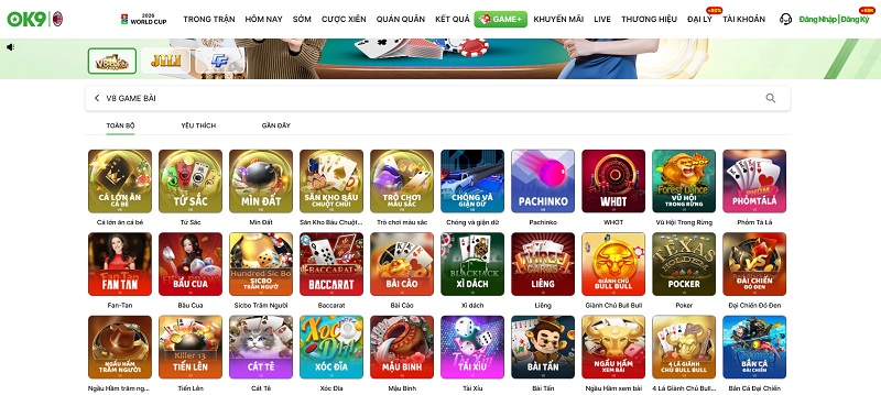 Các Tựa Game Đình Đám Có Mặt Tại Sảnh Game Bài OK9